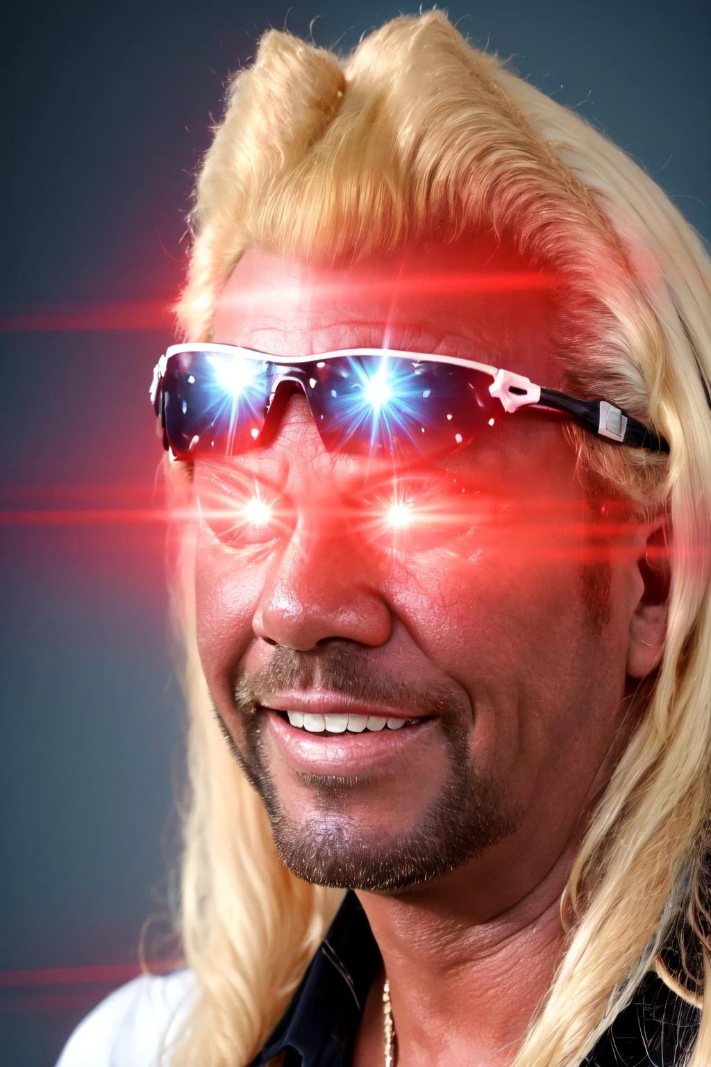 Highly detailed, High Quality, Masterpiece, beautiful, duane, sunglasses, long hair, blonde hair, <lora:Char_Sigmas_Dog:0.7>, (Glowing Eyes Meme:1.2), glowing eyes, glowing, epic, <lora:Pos_GlowingRedEyesMeme:0.8>