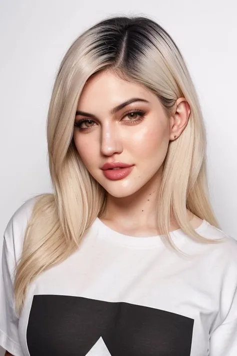 Close-up beauty shot of Djarii Twitch, (t-shirt:1.2),. Up-close skin perfection, detailed hair, high-resolution beauty, photo-realistic charm, exquisite facial features