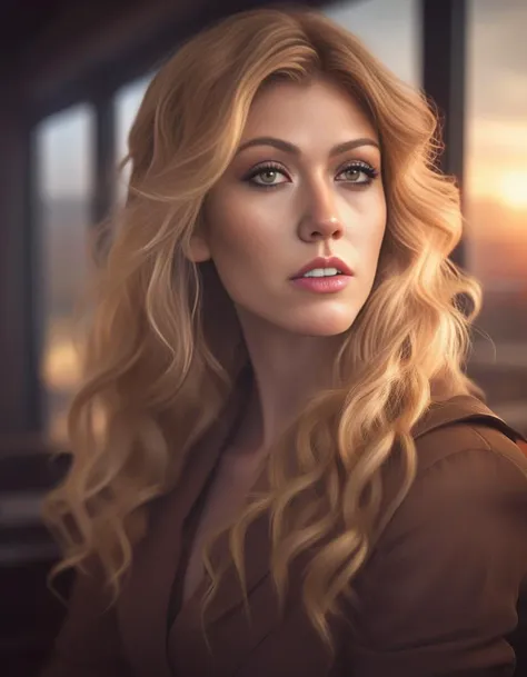 KatherineMcnamara,<lora:KatherineMcnamaraSDXL:1>,portrait,female,dramatic lighting::2&4k-digital painting of a beautiful blonde woman in her 30s with brown eyes and long wavy hair sitting on top atstation concept art smooth illustration highlights from the windows ::8K octane render. Trending cgsociety by James Gurney + Artgerm; wayne reynolds comic book style hyperrealism alphonse much detail character portrait photo shoot nikon dassen Kopermann & Dune sci fi dramatic cinematic lightning cute adorable moody sunset light professional boke details painterly 3/5 shot