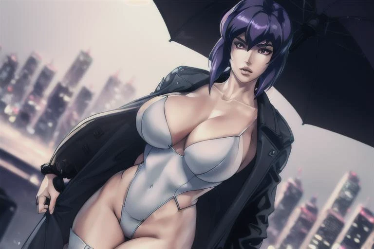 (masterpiece:1.3),best quality, highres, 4k, raytracing, detailed, intricate, soft lighting,(extremely delicate and beautiful,finely detailed eyes and detailed face:1.33),kusanagi motoko,<lora:kusanagi motoko:0.7>, chasing criminals, in middle city, detailed city, detailed crowds, sexy clothes, sexy pose, beautiful sky, day time