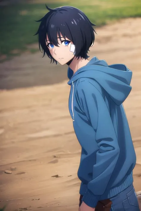 jinwoosung, <lora:jinwoo sung-alpha-lora-nochekaiser:1>,
jinwoo sung, blue eyes, black hair, hair between eyes, male focus,
BREAK hood, hoodie, bandages, hood down, bandaid, orange shirt, blue hoodie, bandage on face,
BREAK outdoors, city,
BREAK looking at viewer, (cowboy shot:1.5),
BREAK <lyco:GoodHands-beta2:1>, (masterpiece:1.2), best quality, high resolution, unity 8k wallpaper, (illustration:0.8), (beautiful detailed eyes:1.6), extremely detailed face, perfect lighting, extremely detailed CG, (perfect hands, perfect anatomy),
