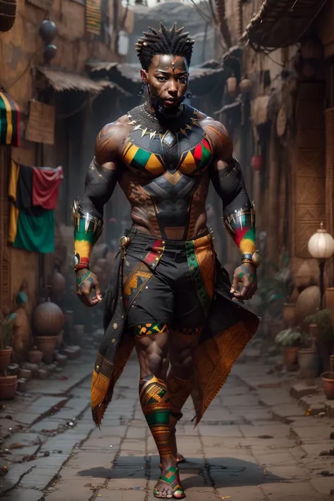 <lora:blk-history-style-darquelilly-v2:1> bhmstyle, black panther, african colors