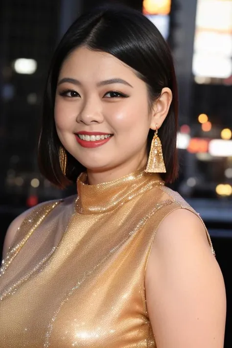 1girl,(wearing a sleeveless glittery dress:1.3),(RAW photo, best quality), (realistic, photo-realistic:1.4), masterpiece, an extremely delicate and beautiful, extremely detailed, 2k wallpaper, Amazing, finely detail, extremely detailed CG unity 8k wallpaper, ultra-detailed, highres, soft light, beautiful detailed girl, extremely detailed eyes and face, beautiful detailed nose, beautiful detailed eyes,cinematic lighting,city lights at night,perfect anatomy,smiling <lora:tabemikako_lora:0.8>,twintail hairstyle
