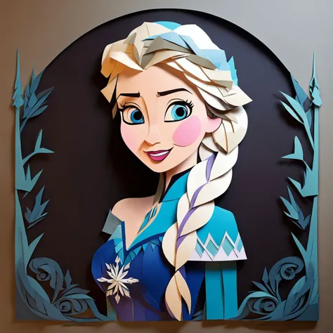 Elsa from frozen, Disney style PaperCutout style <lora:sdxl-PaperCutouts-Dreambooh:1>, Very detailed, clean, high quality, sharp image