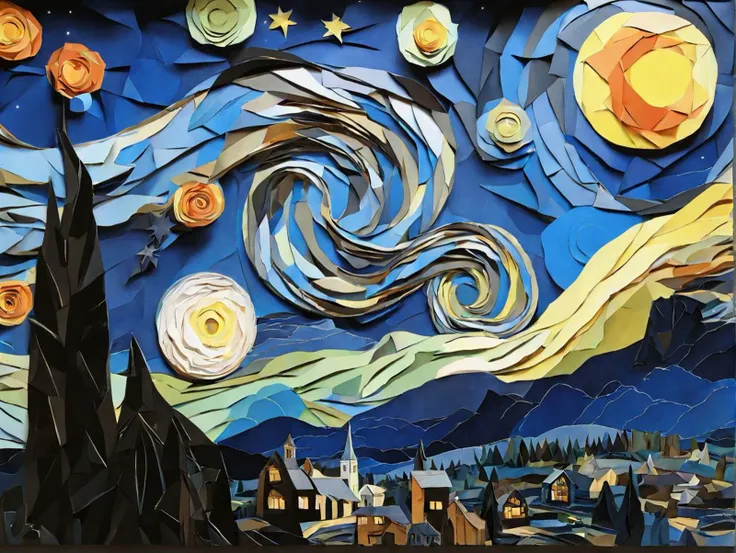 Starry night van gogh PaperCutout style <lora:sdxl-PaperCutouts-Dreambooh:1>, Very detailed, clean, high quality, sharp image
