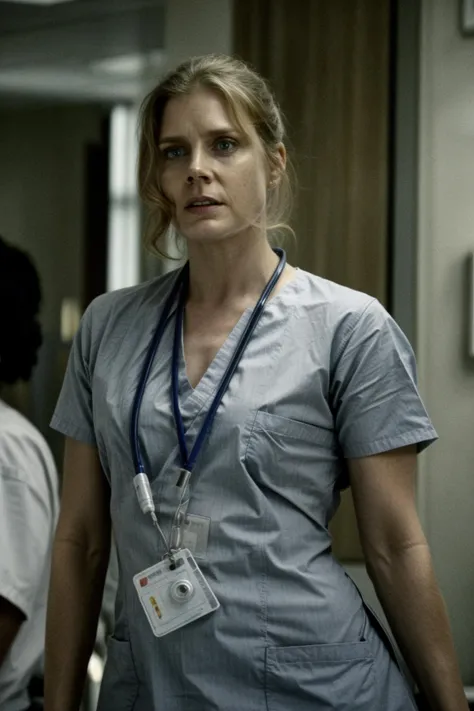 movie still, nurse, wearing a scrub, worried expression, at the hospital, standing, sharp focus, cinematic shot, (high detailed skin:1.1)
<lora:0more_details:1> <lora:lois_lane_mos_lora_v01:0.9> llane