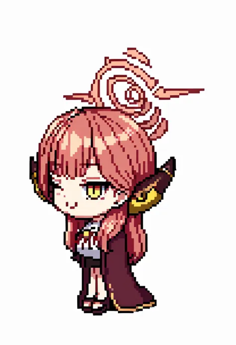 1girl, aru \(blue archive\), all in one <lora:blue_archive_all_v2:1>, chibi, from side, white background, <lora:Pixel_Art_Pony:1>,  <lora:OnonoImoko-v1-PDXL:0.7>,