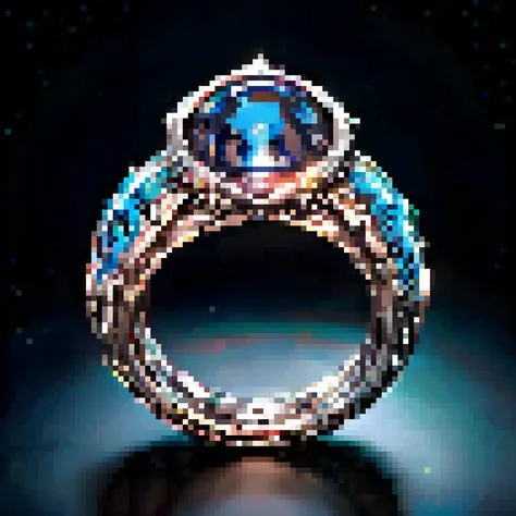 pixel art, cartoon illustration, an exquisite platinum ring set with a large, mesmerizing sapphire. simple black background, game icon,<lora:game_icon_diablo_style:0.85> <lora:Pixel_Art_XL:1> <lora:SDXLFaeTastic2400:1>