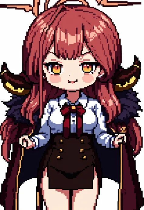 1girl, aru \(blue archive\), all in one <lora:blue_archive_all_v2:1>, chibi,  white background, <lora:Pixel_Art_Pony:1>,  <lora:OnonoImoko-v1-PDXL:0.7>