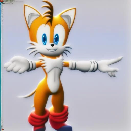 miles tails,standing,smile,anime style