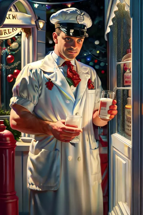 Masterpiece, best quality, hi res, 8k, hi res, 8k, award winning , (sharp focus, intricate, highly detailed) <lora:pearlfrush:1> frush, a milkman