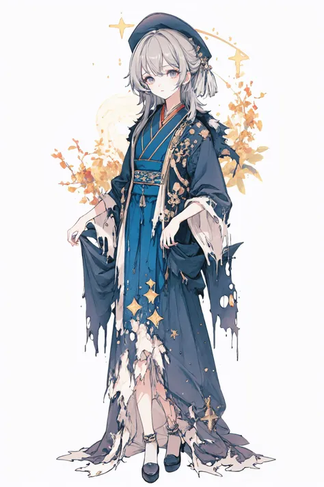 [(white background:1.5),::5],
Delicate Composition, masterpiece, hyper detailed, best quality, extreme detailed,
1girl, (mid shot:0.95), full body, (arrogant smile:0.5),solo,Taoist robe as deep as the starry sky, torn clothes,assertive female,messy long grey hair,
With mountains as background,
///////////    <lora:YHM_V7:1>, <lora:ç»ä¸½çåå½±:0.2>,<lora:add_detail:0.35>, <lora:adaptedmodel:0.35>