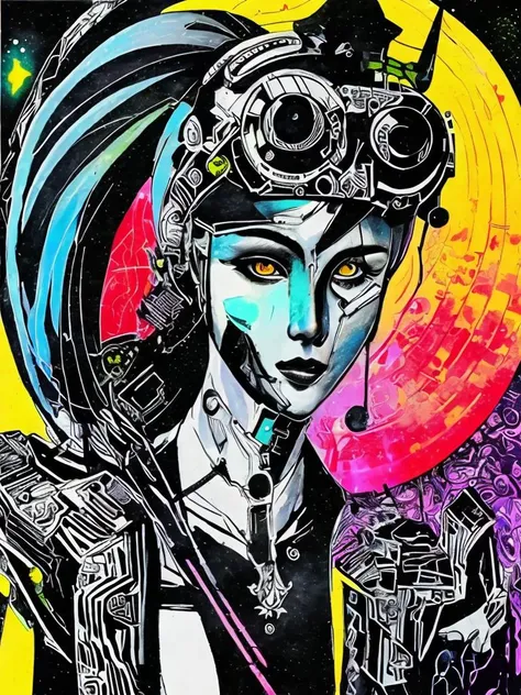 ((((masterpiece, best quality, a perfect face, an exceptional face, 1girl)))), (((high ponytail))), 18 years old, detailed face, black hair, slight smile, glitch effect, psychedelic cyberpunk futuristic cityscape at night, cybenetic, robotic, mechanical, god knows, illuminati, pyramid, galaxy, art nuveau, rainbow colored neon lights, impressionism, expressionism, maximalism, Jackson Pollock style, banksy style, van gogh style, picasso style, universe, milky way, neural sparks, let there be light and there was light, goddess, omnipotent, zen, null, nihilism, vacuum, eyeballs, transcendence, cyberpunk, steampunk, ink wash painting, cubism, deconstruction, subconscious, thanatos, looking at viewer, 8k, realistic, photorealistic, 1920s grayscale film style