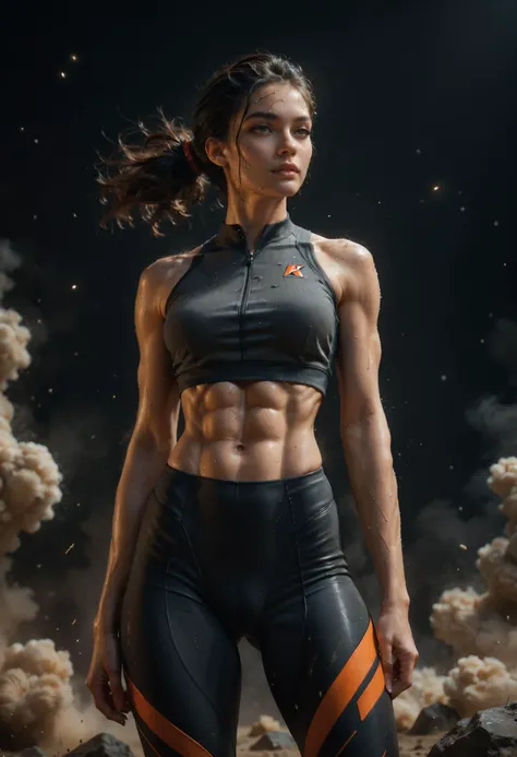 score_9, score_8_up, score_7_up, score_6_up, source_anime, masterpiece, newest, realistic
1 girl, solo, skinny, abs, bodysuit, black hair, crop top, loose clothing, skiny skin, dark background, dust, sports photography, Eurasian
