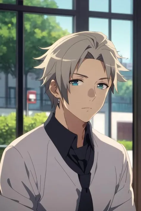 masterpiece, best quality, high quality, 1boy, solo, male focus, looking at viewer, upper body, depth of field, <lora:alan_stuart:0.72>, alan_stuart, , school uniform