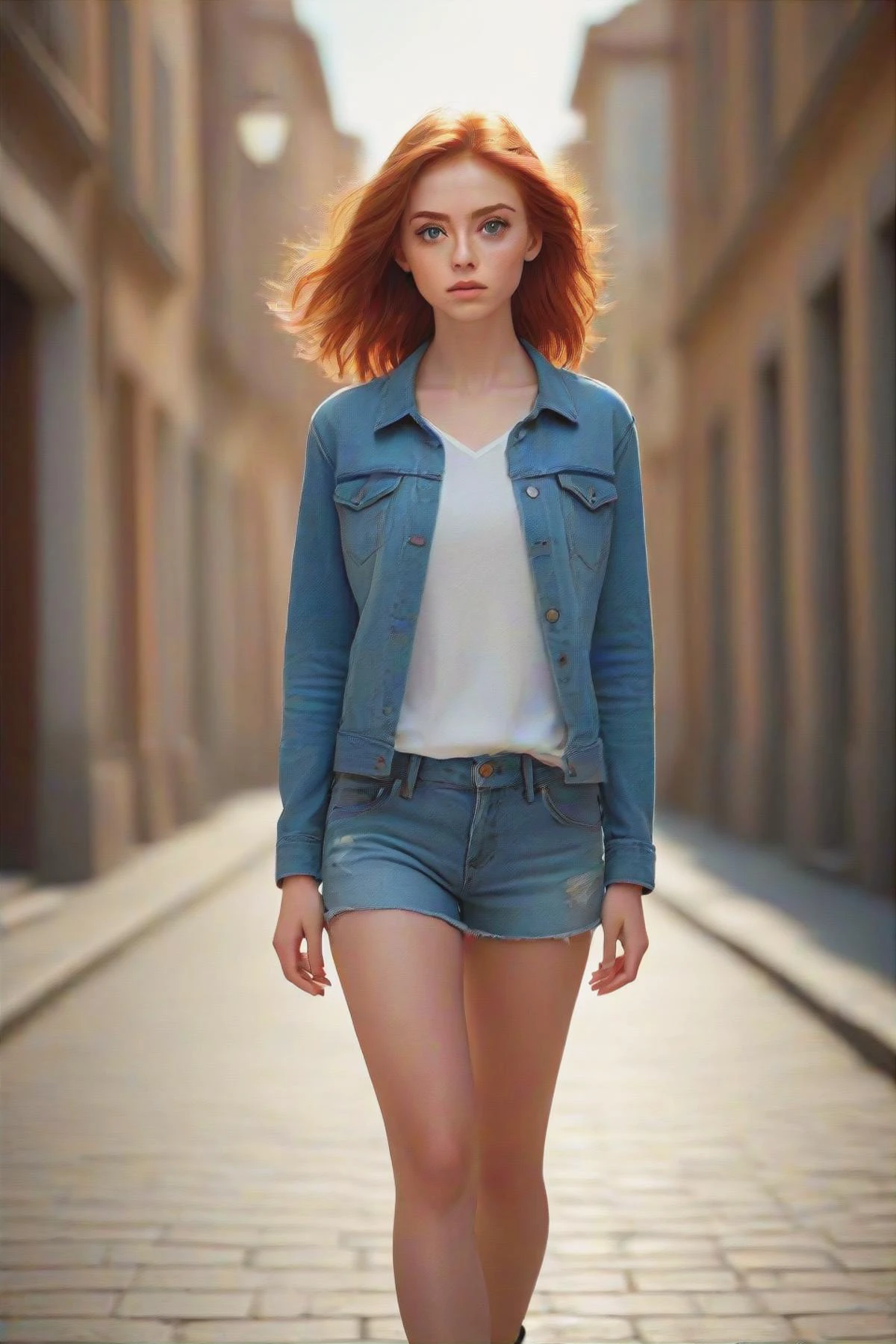 gorgeous young modern fashionable girl with expressive eyes and ginger hair, perfect beautiful eyes, beautiful detailed face, dynamic pose, sharp focus, excellent composition, cinematic atmosphere, precise correct anatomy, aesthetichigh detail of the face image, extremely realistic photo, full body,
(masterpiece:1.2), (best quality:1.2), ultra-detailed, best shadow, detailed background, high contrast, (best illumination, an extremely delicate and beautiful), ((cinematic light)), hyper detail, dramatic light, intricate details, 8k, very aesthetic,