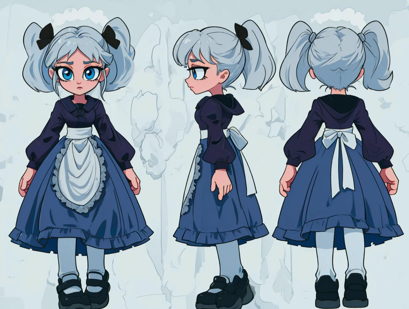 <lora:kim-crab-12:1> kim-crab <lora:character-sheet-03:1.4> chara-sheet, shoes, gothic, pigtails, (masterpiece:1.5, best quality), 8k wallpaper, highres, high resolution,HDR.UHD,Highly detailed, extreme detail <lora:GoodHands-beta2:0.8>