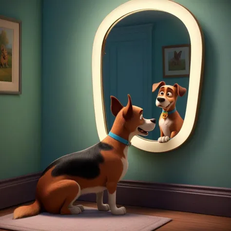 fiaf wide shot of a dog looking into a mirror, indoors, cartoon in the style of pixar and disney
fiaf, frame in a frame, clean single, wide shot, cinematic lighting, Arriflex
 <lora:FIAF_Frame-In-A-Frame:1.0>