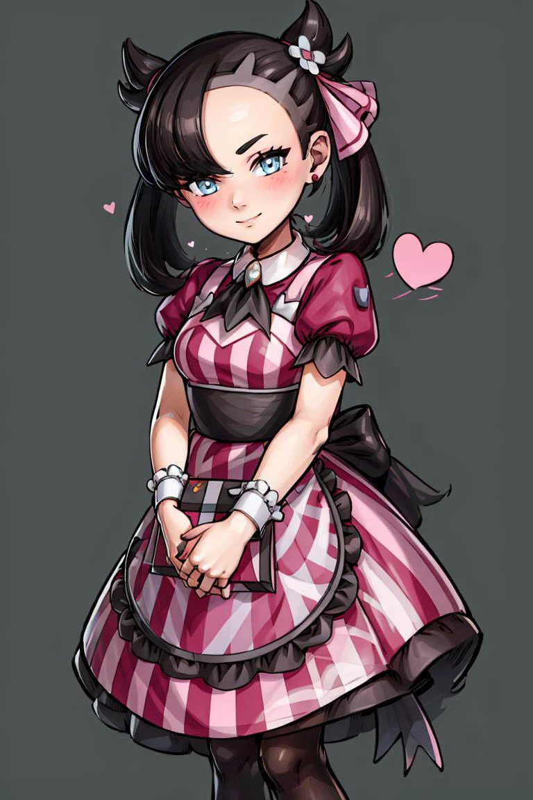 <lora:Toriyama_Akira_Style:0.5>,
((masterpiece,best quality)), absurdres,
<lora:Palentines_2022:0.8>,
solo, smile, looking at viewer,
apron, blush, box, creatures (company), dress, earrings, flower, game freak, hair flower, hair ornament, hair ribbon, heart-shaped box, highres, holding, jewelry, l4wless, marnie (palentines 2022) (pokemon), marnie (pokemon), nail polish, nintendo, pantyhose, pink ribbon, pokemon, pokemon masters ex, ribbon, simple background, twintails, valentine, waist apron, wrist cuffs, <lora:more_details:0.5>