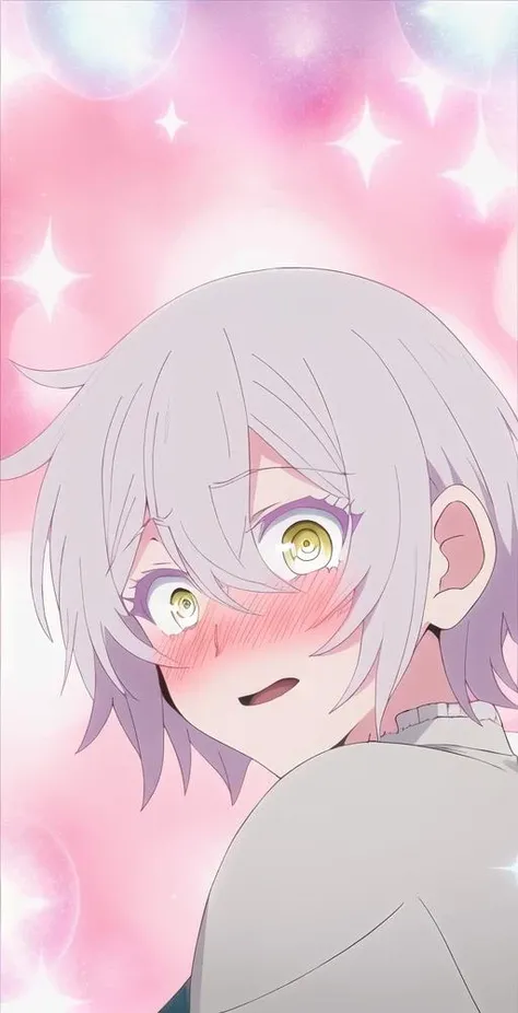 Jeanne, 1girl, solo, portrait, upper body, hair between eyes, looking at viewer, parody, wide-eyed, ((blushing)), surprised, ((sparkle background, pink background)), good lighting, perfect quality, good quality, masterpiece, HDR, UHD <lora:Jeanne:0.9>