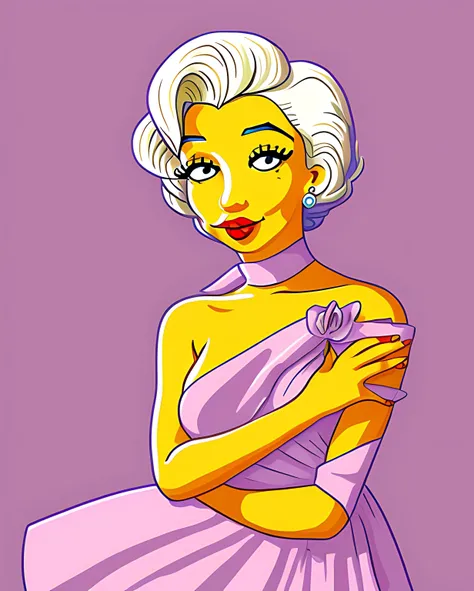 a picture of a simpsonised Marylin Monroe   <lora:Simpsonised_SD1-5_t2i_R1:1>