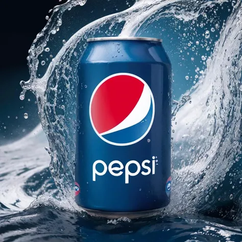 (best quality, masterpiece),  <lora:pepsi:1> pepsi, can, brand name imitation,English text, water background