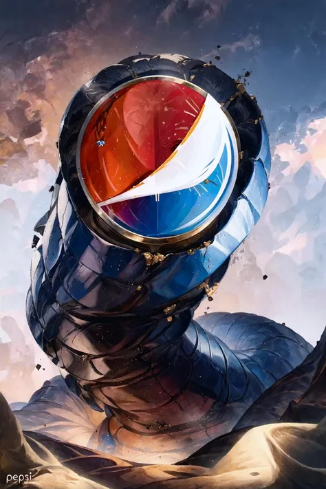 <lora:flat2:-1>, <lora:Sandworm:1>, Sandworm, <lora:pepsi:1.4>, (pepsi, a lot of can:1.5), (many cans:1.4), As sand and Pepsi cola can scales flew up around it, (a huge blue metal worm:1.6) appeared. (The metal worm's body looked like Pepsi cola cans connected together, and it had an aluminum can shell with brand name imitation marks lined up:1.2). The metal worm's head was a Pepsi cola can itself, and it had a mouth like a pull tab. It shot out a cola cutter compressed with high-pressure carbon dioxide gas. The cola cutter was sharp and powerful, and it sliced the prey in half. The metal worm lived in the desert, and it lured and ate thirsty animals with sweet Pepsi cola.