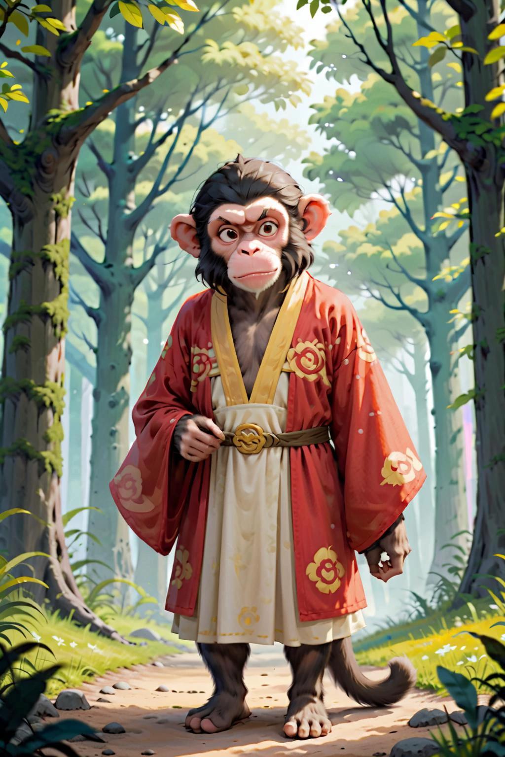 a monkey, hairy, on the forest, in the style of Pixar
<lora:hanfuTang_v41_R_SDXL:0.5>, hanfu, (tang style outfits),