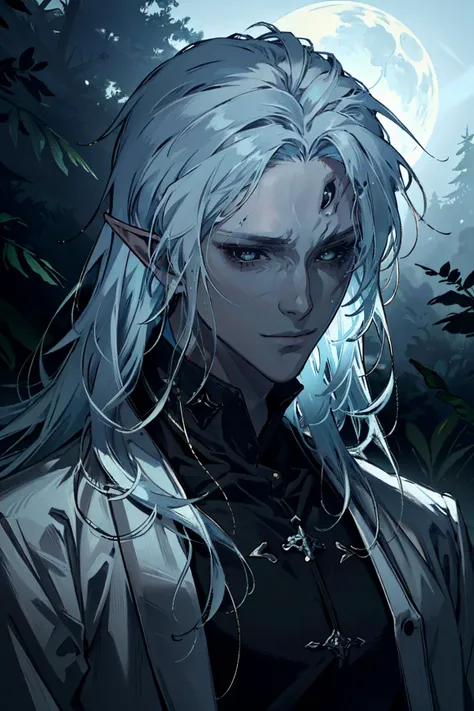 ((ultra detailed, masterpiece, absurdres))
<lora:BGKarniss:0.8>
BGKarniss, 1boy, extra eyes, white hair, pointy ears, colored skin, looking at viewer, amidst a dense fog in a mysterious forest, illuminated by a soft, otherworldly moonlight, portrait