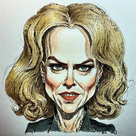 (extremely rough:1.5) (hand drawn:1.5) ink and color (sketch:1.5) of Nicole Kidman, caricature in cuneo style, (full character:1.4), (irregular lines:1.5), complete outfit, candid pose, extremely detailed, (surreal:1.5), paper texture background <lora:Cuneo_Style_XL_LyCoris_v1.6:1> <lora:add-detail-xl:0.4>