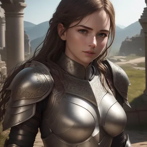 masterpiece, (photorealistic:1.4), best quality, beautiful lighting, outdoors, upper body, 1girl, armor, detailed, intricate , RAW photo, 8k uhd, film grain