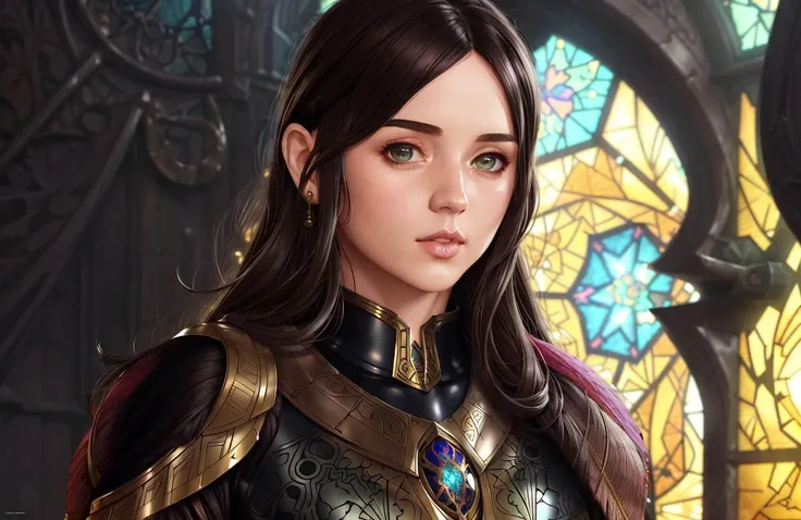 young female cleric, fantasy, D&D, portrait, highly detailed, digital painting, hyperrealistic, slim, well defined muscles, artstation, concept art, sharp focus, art by artgerm and greg rutkowski and alphonse mucha, intricate healer's robes, octane render, highly detailed background