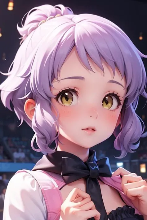 (masterpiece, best quality), 1girl, beautiful face, <lora:mizuki_makabe_v1:1> mizuki makabe, purple hair, short hair, yellow eyes