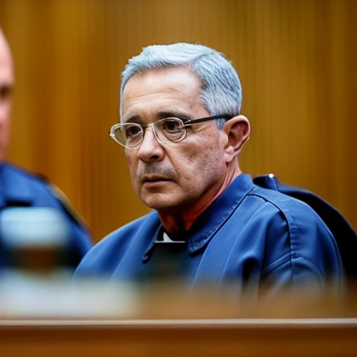 photograph of aucv (((wearing a convict uniform))), (((in court as accused))), sad, (((skin pores))), ((perfect eyes))
