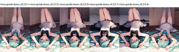 masterpiece,best quality,1girl,hakurei reimu,upside-down,lying,white dress,<lora:upside-down_v0.2:0.1>,