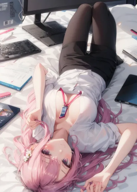 <lora:upside-down_v0.2:1>
1girl, upside-down, white shirt, lanyard, pencil skirt, office, cleavage,, masterpiece, best quality, highly detailed