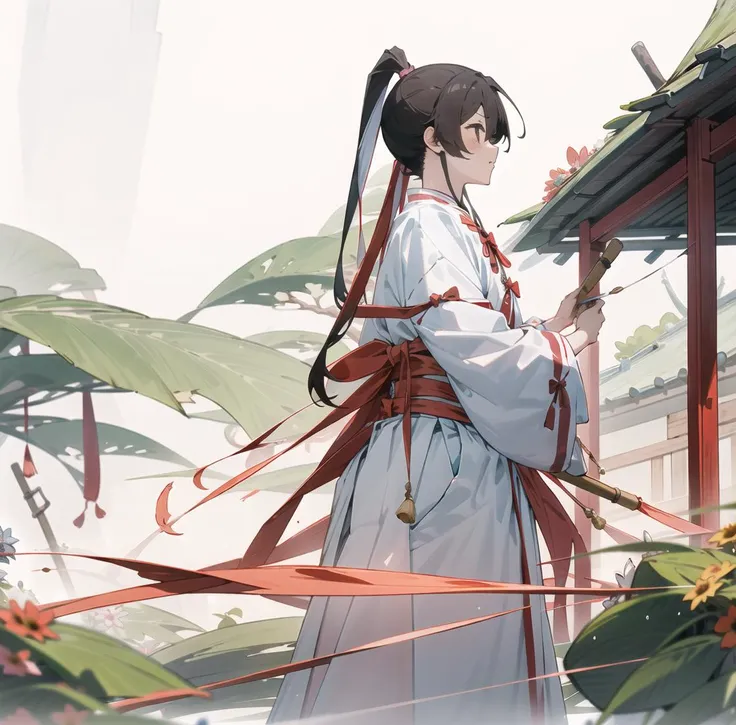 (1girl:1.2)    stand pulling the bow  Gongdao Hall  <lora:sagiri:1>