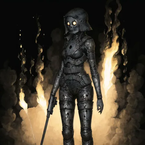 <lora:arielp:1.0>, 

(arielpstyle:1.0), dark, horror, creepy, creepy-looking, painting, lovecraftian, grease, painting \(medium\), drawing, brush stroke, 

above waist portrait beautiful cute anime young woman, Fiery firework ignites black background, sending flickering aesthetic firefly ashes towards viewer, happy smile