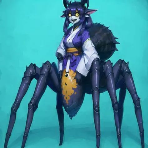 <lora:arielp:1.0>,
(arielpstyle:1.0), dark, horror, creepy, creepy-looking, painting, lovecraftian,
<lora:arachne-1_arachne-2--retro_ham_avas_jun_rifl--09-01:1.0>, (arachne:1.2), full body, masterpiece, best quality, 1girl, animal ear fluff, animal ears, bumblebee eyes, messy hairstyle, turquoise panda kimono, tanuki ears, highres, looking at viewer, angry mouth, short eyebrows , solo, standing, thick eyebrows, upper body, purple shirt, from below, horns,