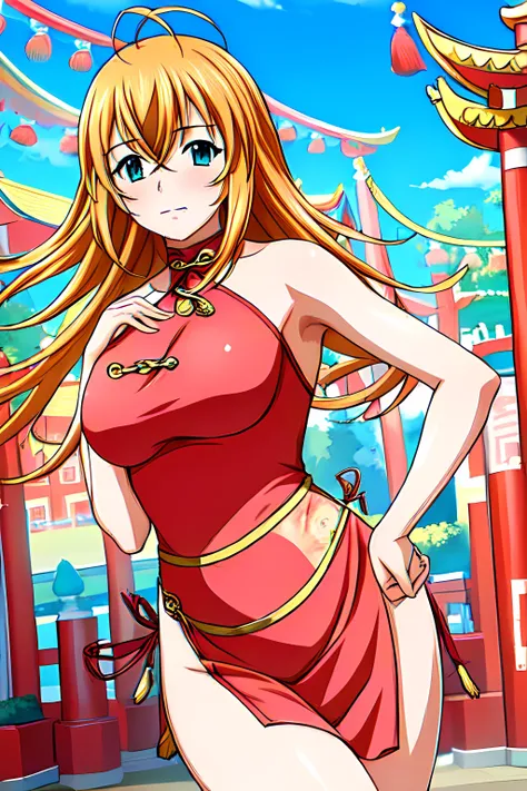 1girl, masterpice, high quality, best quality, high detailed, proffesiona_art, (ultra high definition), good body, good eyes, good hands and fingers, high detailed face and eyes, high detailed hands and fingers, (5fingers), 8k, hakufu, ikkitousen, sonsaku_hakufu <lora:sonsaku_hakufu-09:1:0.8>, scenary: chinese temple, simple scenary, alternative pose, modeling, dynamic light, (pixiv), (red, chinese dress), sexy, scultural body