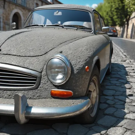 a car made of stone, ASPHALT, CRACKS, highres, masterpiece, 8k, 4k, (realistic photo), (photorealistic:1.2), bokeh,  <lora:wowifierXL:0.1>,  <lora:asphalt-SDXL:1>