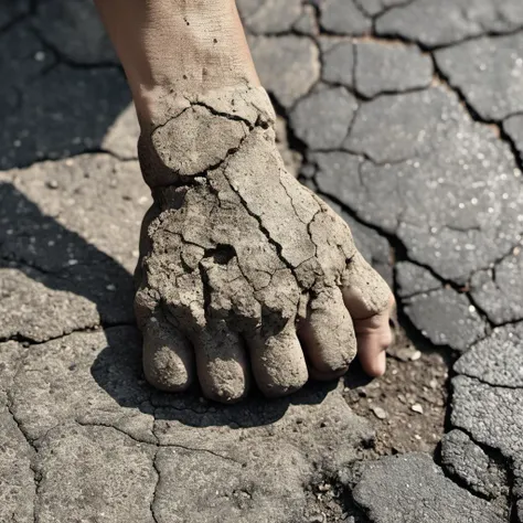 barnum-sepia cinematic photo hand in fist sculpture, cracked asphalt texture, weathered, dark, wet, cracks, simple background
<lora:asphalt-SDXL-m:0.7> <lora:treebark-SDXL-s-exp:0.7> , evening . 35mm photograph, film, bokeh, professional, 4k, highly detailed