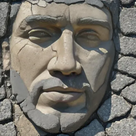 a man's face, closeup, made of stone, ASPHALT, CRACKS, highres, masterpiece, 8k, 4k, (realistic photo), (photorealistic:1.2), bokeh, <lora:wowifierXL:0.1>, <lora:asphalt-SDXL:1>
