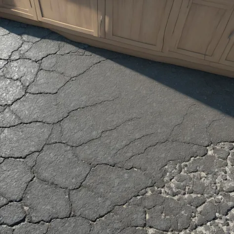kitchen floor, ASPHALT, CRACKS, highres, masterpiece, 8k, 4k, (realistic photo), (photorealistic:1.2), bokeh, <lora:wowifierXL:0.1>, <lora:asphalt-SDXL:1>