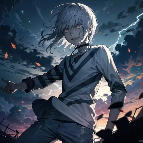 masterpiece, accel_bs, (mad face:1.2), (crazy smile:1.3), red eyes, closeup shot, whirling wind, lightning around character, night <lora:accelerator2:1> <lora:aFantasyColorLORA_aFantasyColorLORAV2:0.3>, complex background, highly detailed, (gloomy:1.3), dark, dimmed, hdr, vignette, grimy