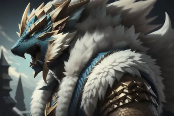 (zinogre:0.6) (man) (((looking at the camera))), dnd portrait, beautiful, extremely detailed, 4k <lora:zinogre46e:0.3>