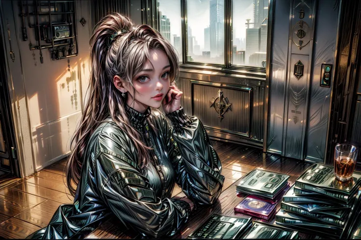 <lora:DollarWorld:1.0> DollarWorld 1woman in a house in a cyber money city <lora:more_details:1>