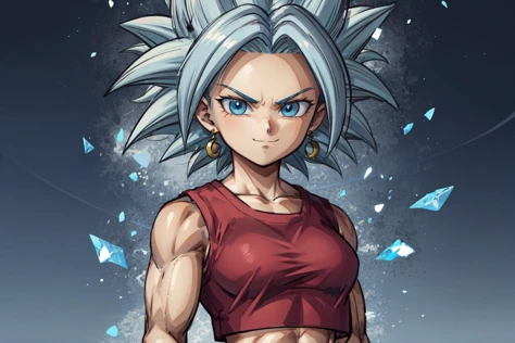 Kizi, shoulder-length white hair, dragonball z, 80s style, アニメ, big boobies, white background, work of art, glued clothes, looking at the camera, brave and serious, higher instinct, divine ki around,