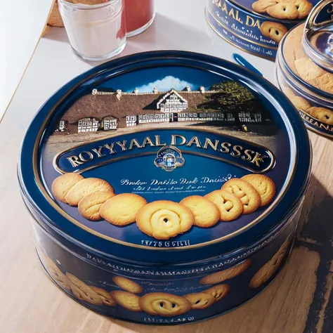 (best quality, masterpiece), <lora:cookie:1> royal_dansk, food, english text