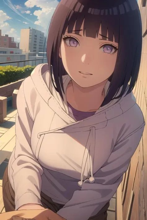 hinatahyuuga, <lora:hinata uzumaki-lora-nochekaiser:1>,
hinata uzumaki, hyuuga hinata, short hair, bangs, black hair, blunt bangs, white eyes, smile, (medium breasts:1.2), mature female,
BREAK long sleeves, shorts, socks, hood, kneehighs, hoodie, sandals, hood down, black socks, brown shorts, toeless footwear,
BREAK outdoors, city, sun, sky, clouds,
BREAK looking at viewer, (cowboy shot:1.5),
BREAK <lyco:GoodHands-beta2:1>, (masterpiece:1.2), best quality, high resolution, unity 8k wallpaper, (illustration:0.8), (beautiful detailed eyes:1.6), extremely detailed face, perfect lighting, extremely detailed CG, (perfect hands, perfect anatomy),